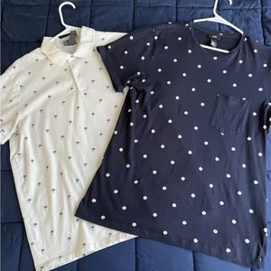 H&M Men’s Patterned Polo & Tee | Size L / M | Bundle | Blue White | Slim Fit